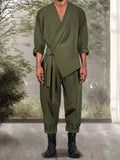 Stylish Slant Placket 2-Piece Set Sets coofandy