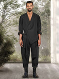 Stylish Slant Placket 2-Piece Set Sets coofandy Black M