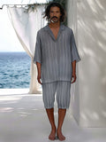 Lightweight Striped Cotton Linen Set Sets coofandy Blue M
