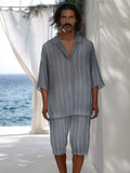 Lightweight Striped Cotton Linen Set Sets coofandy