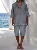 Lightweight Striped Cotton Linen Set Sets coofandy