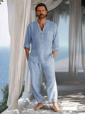 100% Cotton Relaxed 2-Piece Outfits Sets coofandy Blue M