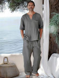 Leisure 100% Cotton 2-Piece Set Sets coofandy Light Grey M