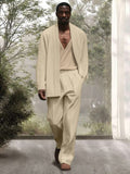 Simple Quiet Luxury 3-Piece Outfits Sets coofandy Apricot M