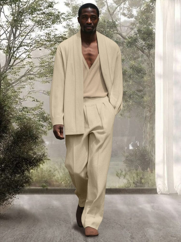 Simple Quiet Luxury 3-Piece Outfits Sets coofandy Apricot M