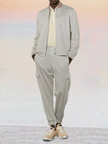 Leisure Waffle 2-Piece Jacket Set Sets coofandy Light Grey M