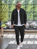Stylish 100% Cotton Denim 2-Piece Set Sets coofandy Black M