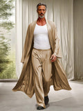 Leisure Long Outerwear and Pants Set Sets coofandy Khaki M