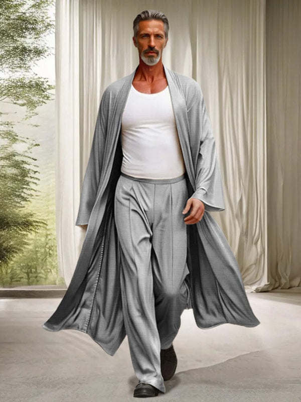 Leisure Long Outerwear and Pants Set Sets coofandy Grey M