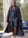 Stylish 100% Cotton 3-Piece Outfits Sets coofandy Navy Blue M