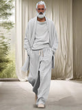 Leisure Trendy 3-Piece Outfits Sets coofandy Light Gray M