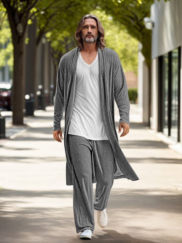 Minimalist Soft 3-Piece Outfits Sets coofandy Grey M