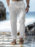 Casual Soft 100% Cotton Pants Pants coofandy White M