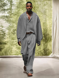 Elegant 100% Cotton 3-Piece Outfits Sets coofandy Grey M