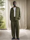 Athleisure 100% Cotton 2-Piece Outfits Sets coofandy Army Green M