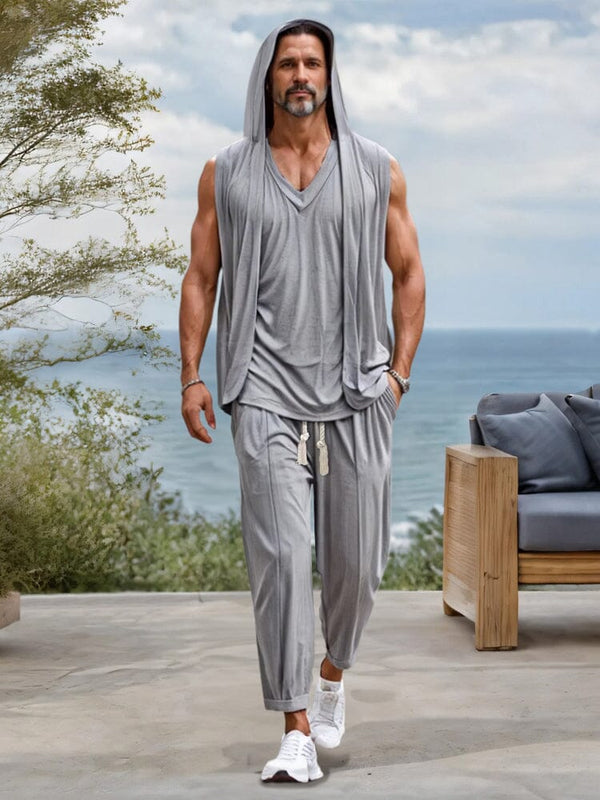 Stylish Tracksuit 3-Piece Outfits Sets coofandy Grey M