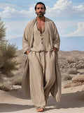 Relaxed Fit 100% Cotton 3-Piece Outfits Sets coofandy Khaki M
