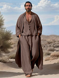 Relaxed Fit 100% Cotton 3-Piece Outfits Sets coofandy Brown M