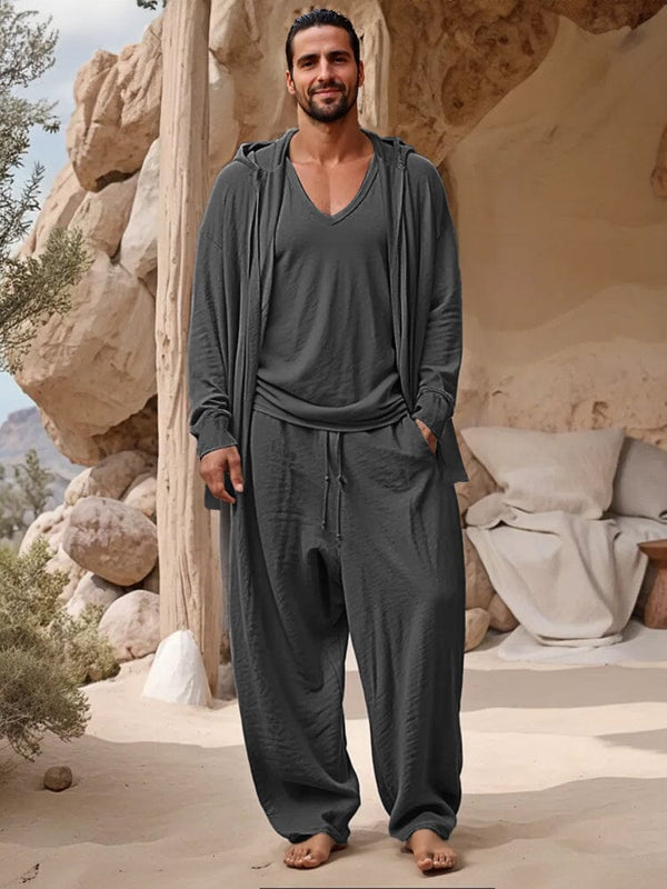 Casual 3-Piece Hooded Set Sets coofandy Black M