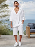 Casual Trendy 100% Cotton Hoodie Set Sets coofandy White M