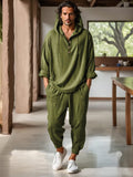 Leisure 100% Cotton Hoodie Pants Set Sets coofandy Green M