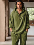 Leisure 100% Cotton Hoodie Pants Set Sets coofandy