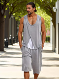 Fake Two-Piece Tank Top Shorts Set Sets coofandy