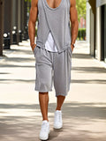 Fake Two-Piece Tank Top Shorts Set Sets coofandy