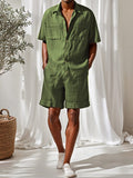 Leisure 100% Cotton Short Jumpsuit Jumpsuit coofandy