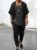 Trendy Open Front Jacket With Pants Set Sets coofandy