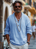 Comfy Simple 100% Cotton Top Shirts coofandy Blue M