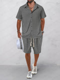 Leisure Waffle Knit 2-Piece Set Sets coofandy Grey M