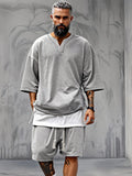 Fake Two-Piece T-shirt Shorts Set Sets coofandy