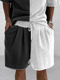 Casual 100% Cotton Color Block Tracksuit Set Sets coofandy