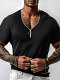 Stylish Textured Zip Design Top T-Shirt coofandy