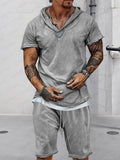 Athleisure 100% Cotton Hoodie Shorts Set Sets coofandy