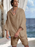 Stylish 100% Cotton Hoodie Set Sets coofandy Khaki M