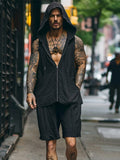 Stylish Hooded Tank Top Shorts Set Sets coofandy