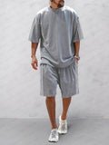 Classic Stripes 100% Cotton Tracksuit Set Sets coofandy Grey M