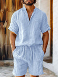 Breezy Casual Cotton Sets Sets coofandy Clear Blue M