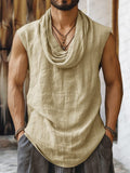 Effortless Drape Collar Sleeveless Top Tank Tops coofandy Khaki M