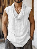 Effortless Drape Collar Sleeveless Top Tank Tops coofandy White M