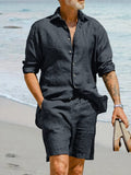 Comfort Versatile Shirt Shorts Set Sets coofandy Charcoal Gray M