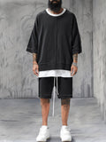 Leisure Trendy Color Block Tracksuit Set Sports Set coofandy Black M