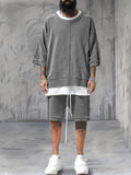 Leisure Trendy Color Block Tracksuit Set Sports Set coofandy Grey M