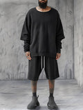 Stylish Layered-sleeve 100% Cotton Set Sets coofandy Black M