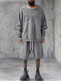 Stylish Layered-sleeve 100% Cotton Set Sets coofandy Gray M