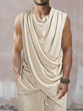 Artistic Drape Sleeveless Top Tank Tops coofandy Light Khaki M