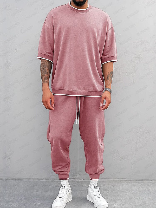 Athleisure Stretch Two-Piece Set Sports Set coofandy Pink M