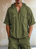 Utility 100% Cotton Hooded T-shirt Set Sets coofandy